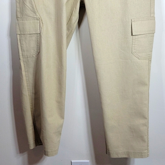 J.Crew Linen Blend Khaki Cargo Drawstring Cropped Pants Sz 8 NWT - Picture 6 of 8
